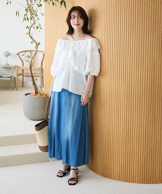 Green Parks ２ｗａｙ　フリルショートスリーブブラウス Off White