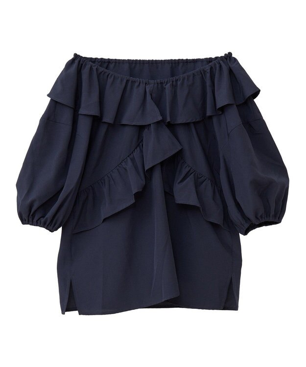 Green Parks ２ｗａｙ　フリルショートスリーブブラウス Dark Navy