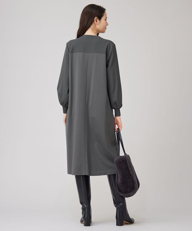 自由区 L 【洗える】エアーポンチ ワンピース チャコール