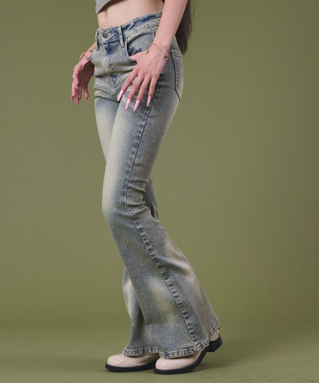 WEGO ブラストフレアデニム デニム淡色