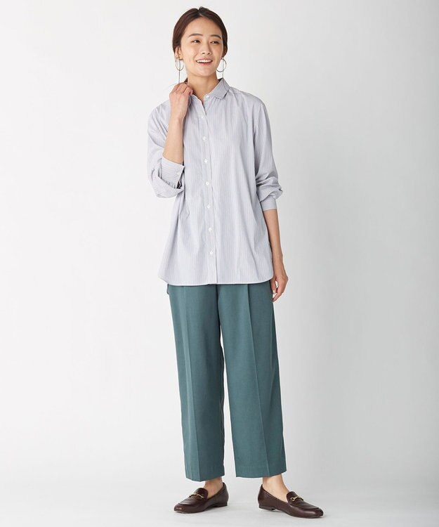 J.PRESS LADIES 【洗える】コットンセルロース チノ パンツ スモーキーグリーン系