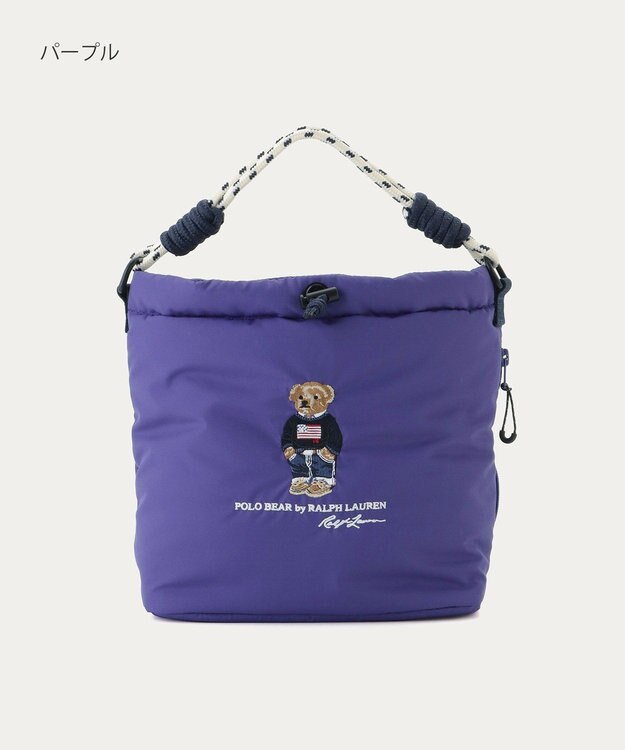 MOONBAT POLO RALPH LAUREN(ポロ ラルフローレン) FLAG BEAR ポロベア ショルダー レインバッグ 無地 刺繍 傘袋 パープル