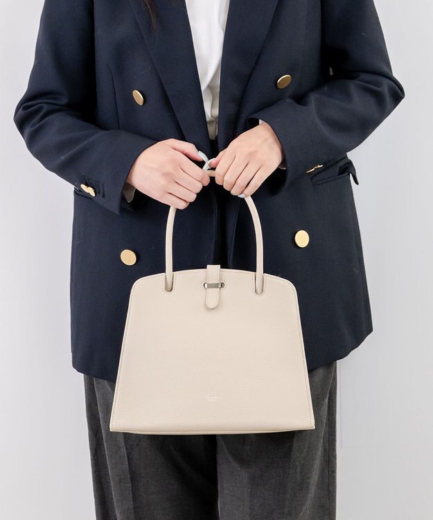 blancle シュリンクレザー ワンハンドルフォーマルバッグ ライトベージュ