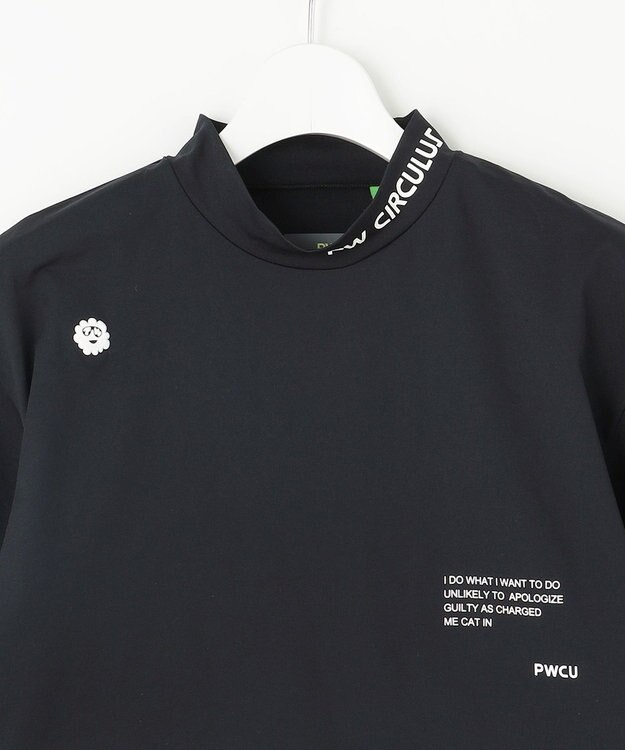 PW CIRCULUS 再入荷！【UV遮蔽率99% UVカット / 速乾 / ストレッチ】【WOMEN】パフスリーブモックネックT ゴルフウェア レディース ブラック系