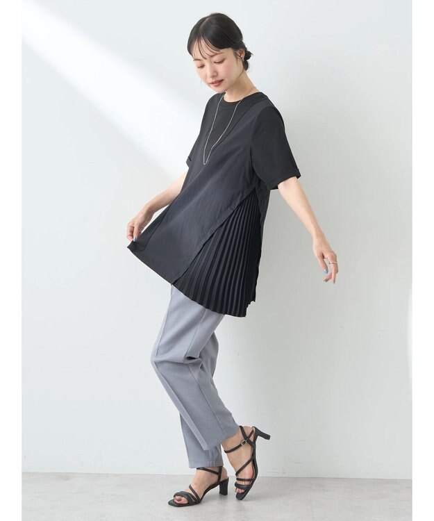 earth music&ecology プリーツドッキングチュニック Black