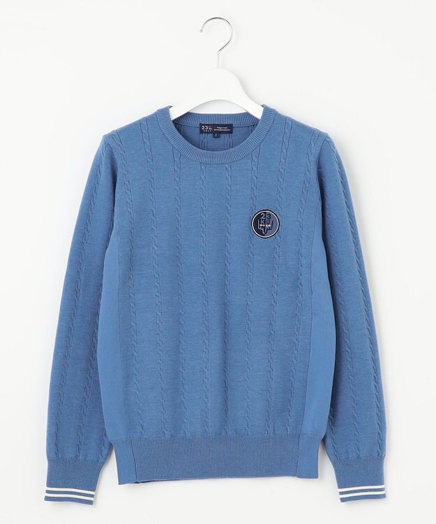 23区GOLF 【WOMEN】【洗える】ストレッチカラー ニット サックスブルー系