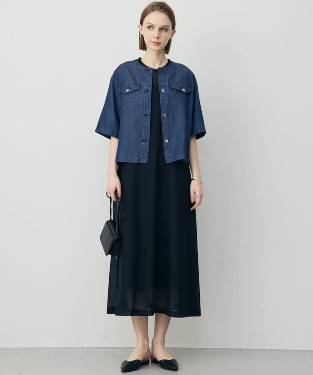 ICB L ナチュラルソフトデニム クロップドジャケット バイオデニム