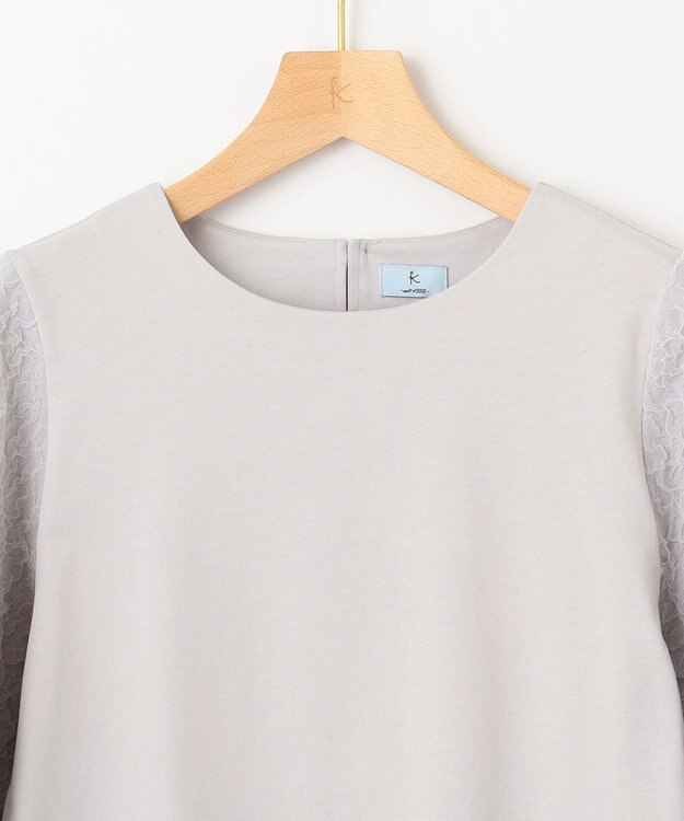 組曲 【洗える】レリーフスリーブジャージー カットソー ブルーグレー系