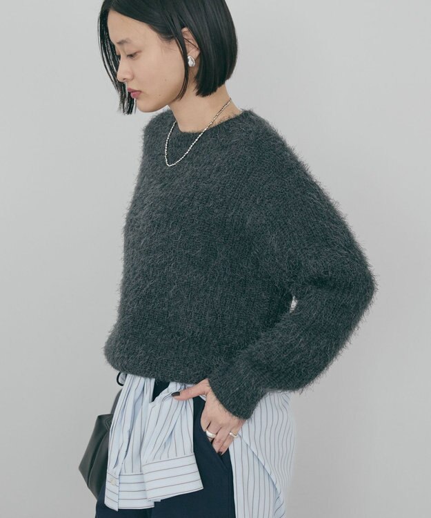 AMERICAN HOLIC 【WEB限定】フェザーゆるニットプルオーバー Charcoal Gray
