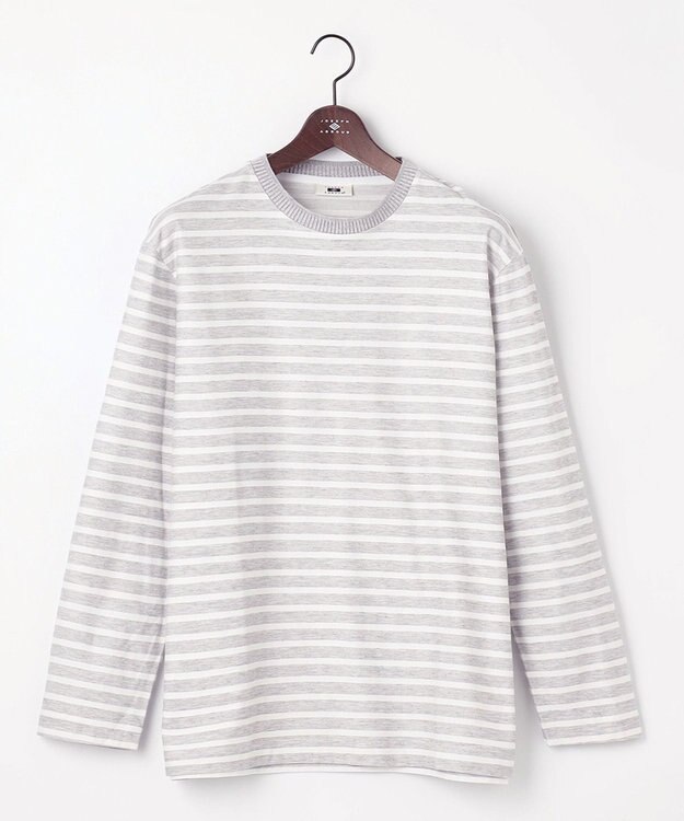 JOSEPH ABBOUD 【キングサイズ・オーガニックコットン使用】インレーボーダー Tシャツ ライトグレー系2