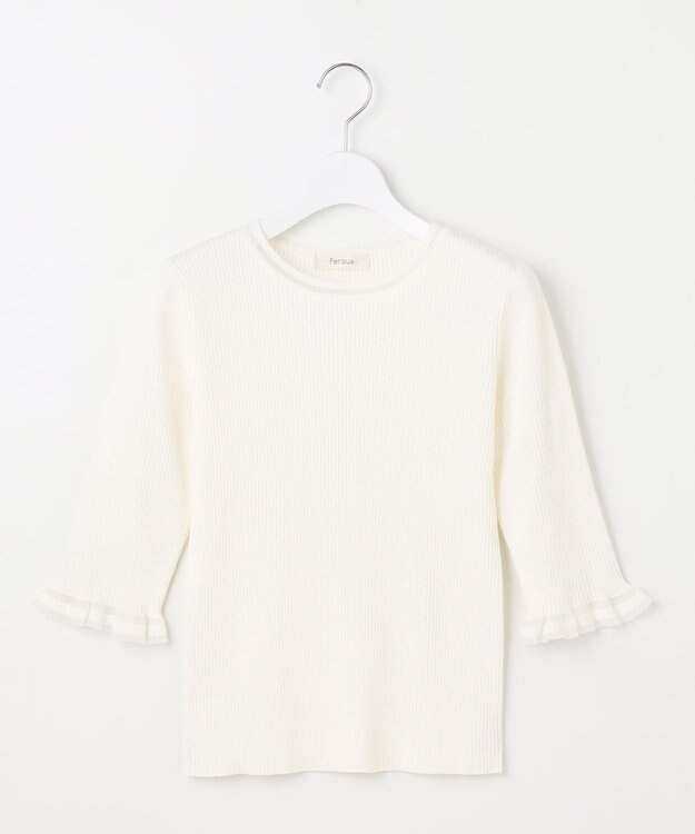 Feroux シアートリム リブニット ホワイト系