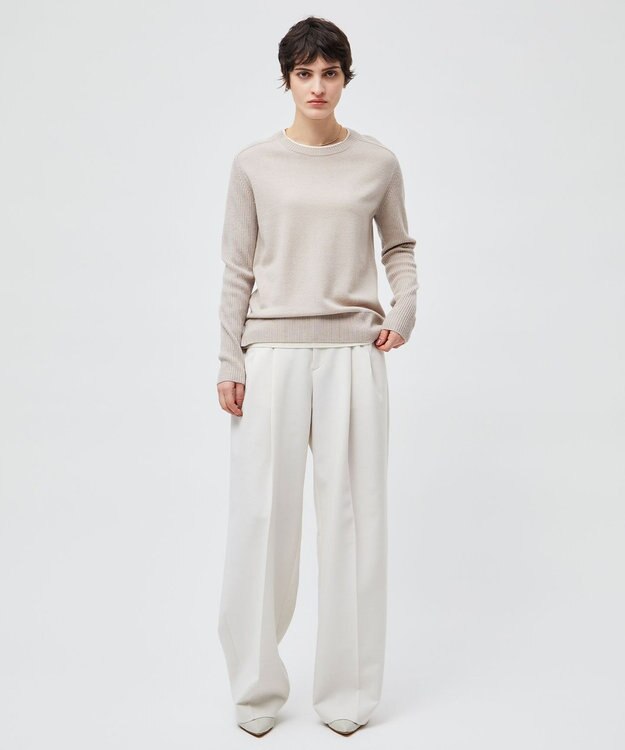 BEIGE， LAC / 2WAYストレッチワイドタックパンツ Ecru