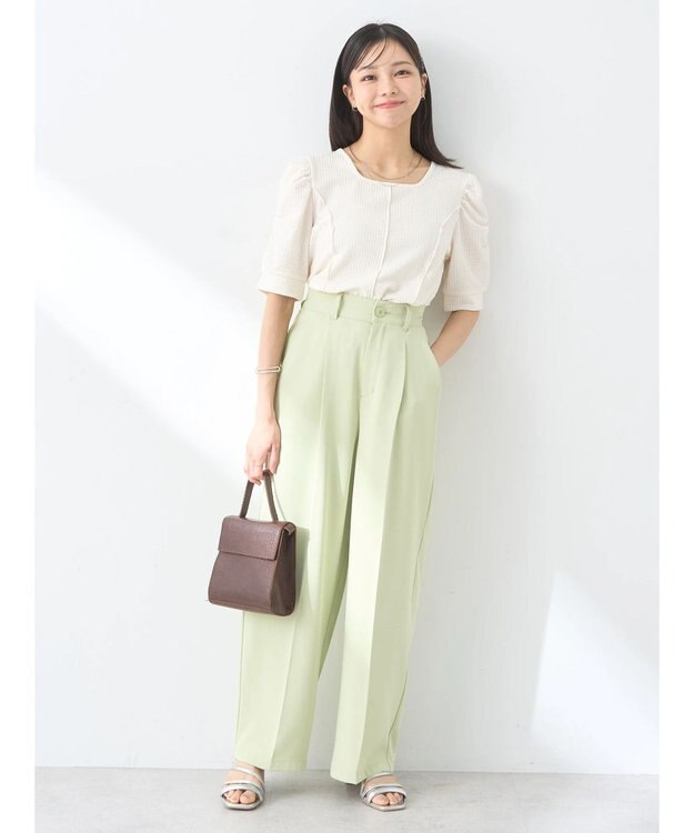 earth music&ecology ぽこぽこパワショルプルオーバー Ivory