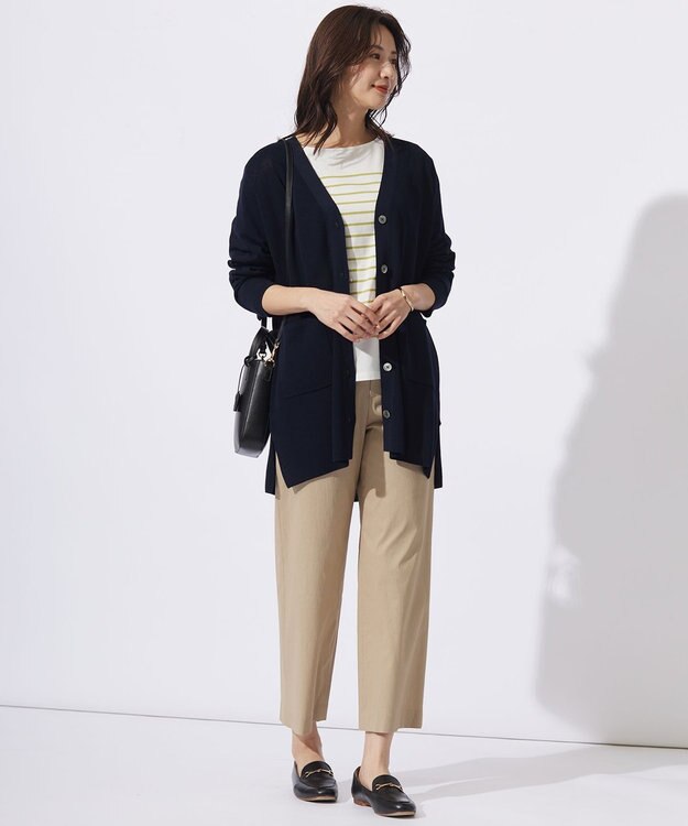 J.PRESS LADIES L 【洗える】COTTON MODAL Vネック カーディガン ネイビー系