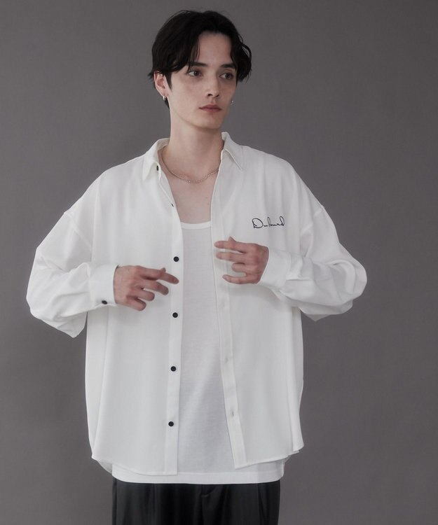 WEGO アムンゼンワンポイントBIGシャツ（LS） ホワイト