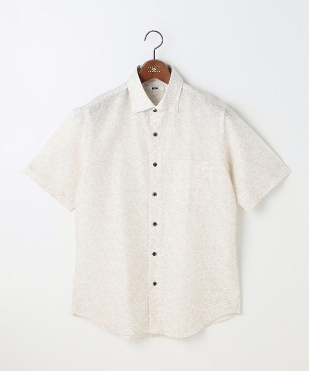 JOSEPH ABBOUD 【キングサイズ・清涼・リネンブレンド】コットンリネン ボイルフラワープリント 半袖シャツ ライトグレー系6