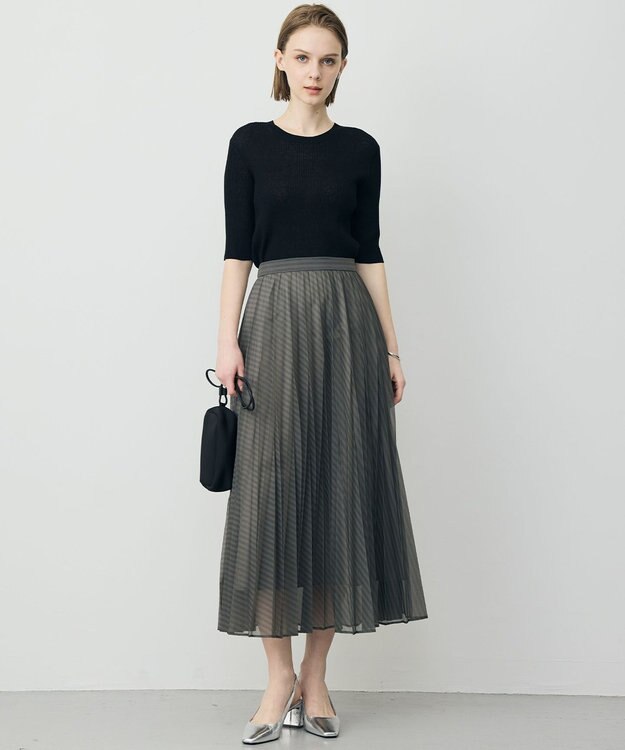 ICB L 【先行予約】 リネンブレンドシアー クルーネックリブニット ブラック