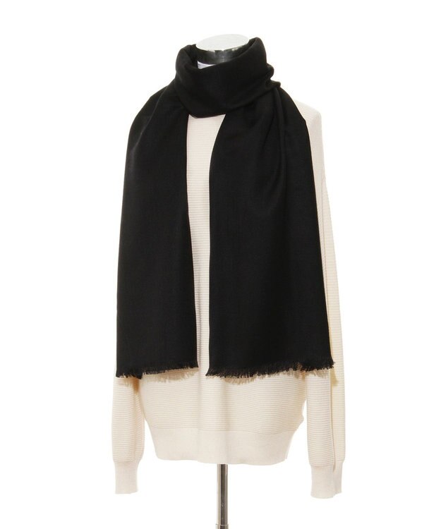 MOONBAT FURLA シルクカシミヤ無地ストール/幅55cm/UV/洗える ブラック