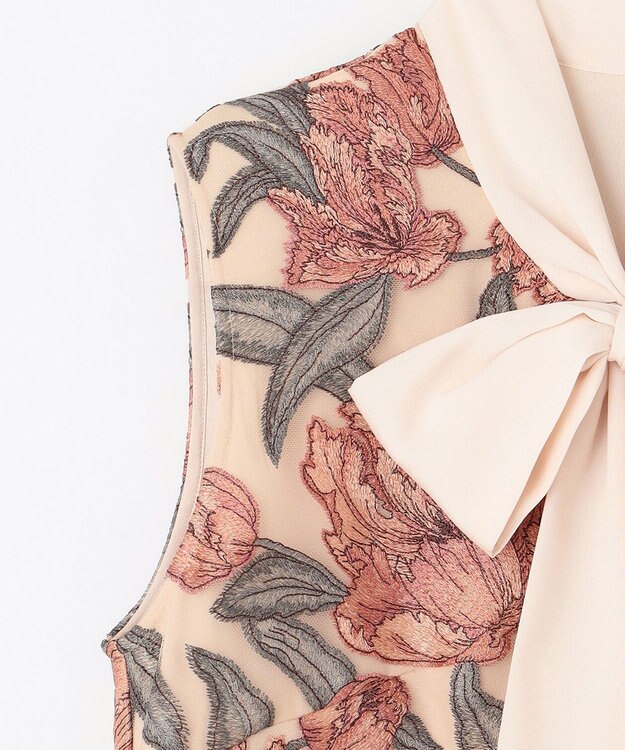 GRACE CONTINENTAL フラワー刺繍ミディドレス ピンク