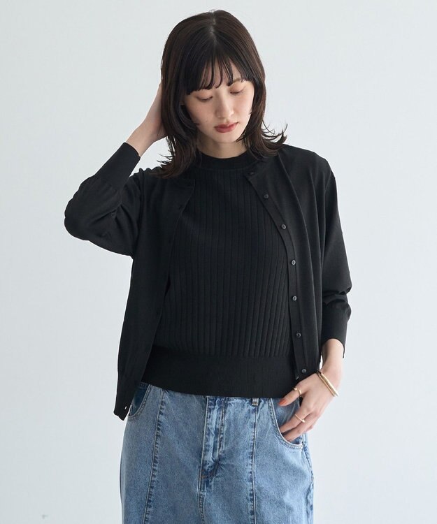 YECCA VECCA 【マシンウォッシャブル】カーディガン Black