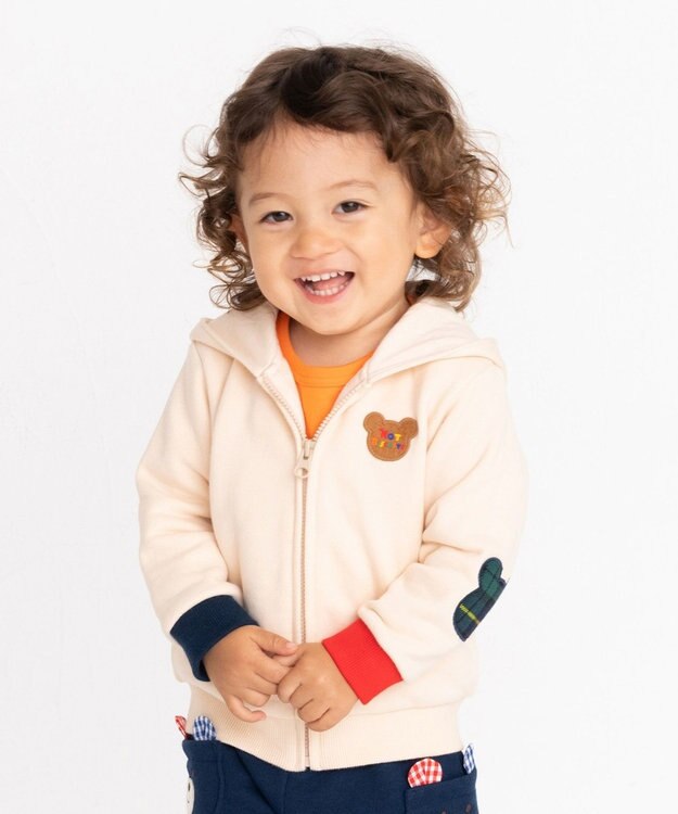 MIKI HOUSE HOT BISCUITS 【80-120cm】 顔ドンパーカー アイボリー