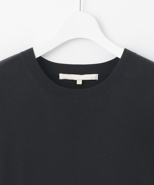 自由区 【洗える】ハイツイストコットンアセテート サマーニットドレス ブラック系