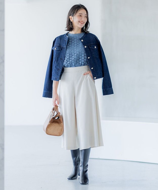 組曲 T/Rツイルストレッチ フレアパンツ アイボリー系