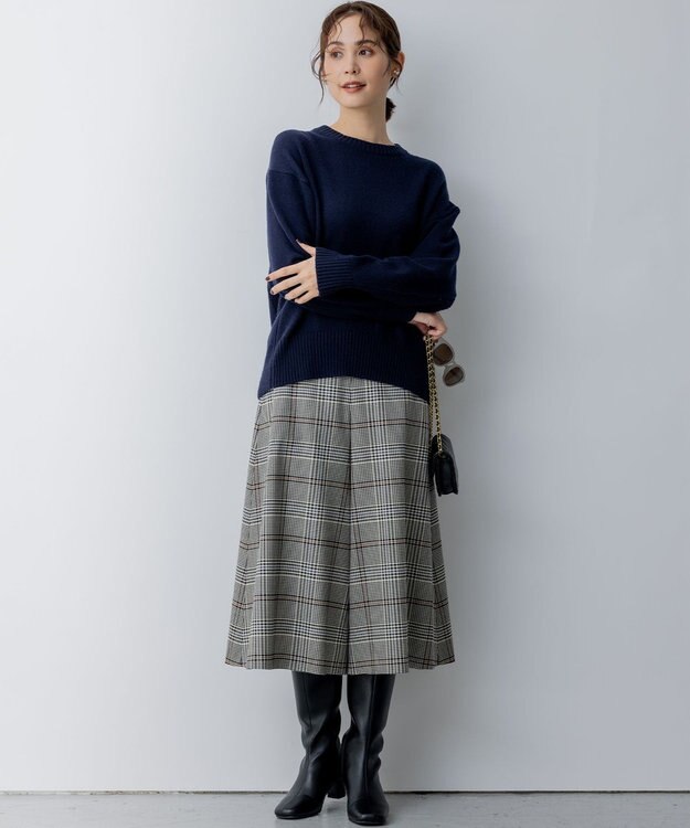 組曲 S カシミヤブレンドバルキープルオーバー ニット ネイビー系