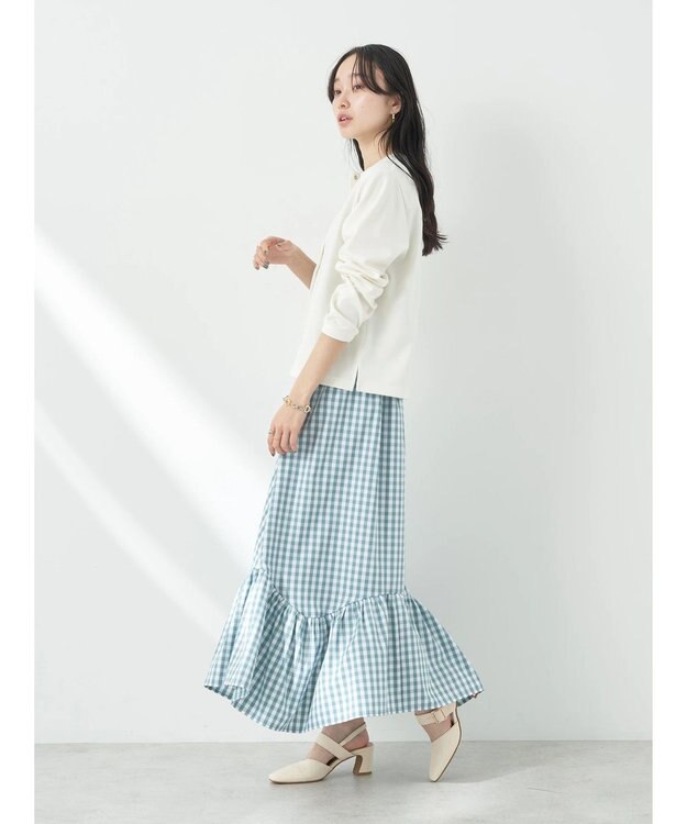 earth music&ecology イレヘムチェックスカート Green