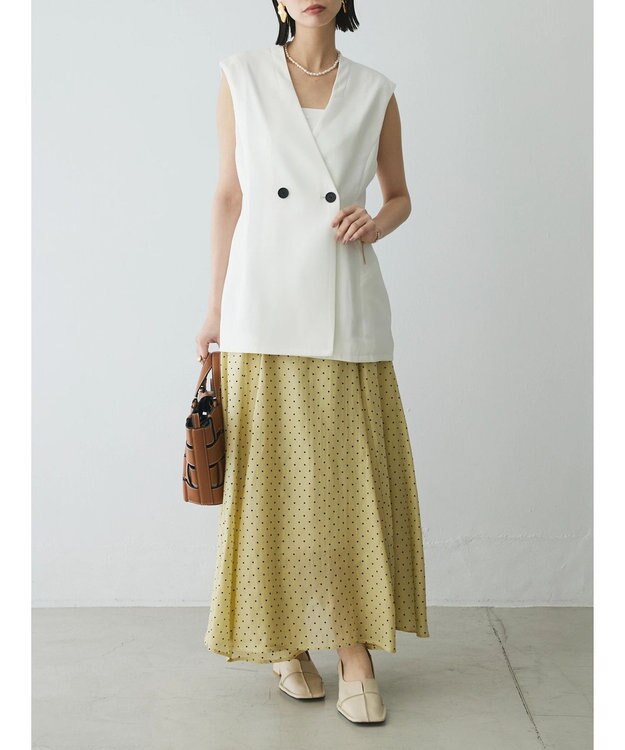 Green Parks AnriettMusee ネック切替デザインベスト Off White