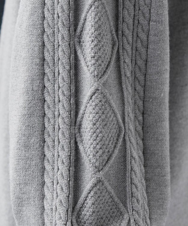 Tiaclasse 【洗える】袖ケーブルニットチュニック グレー