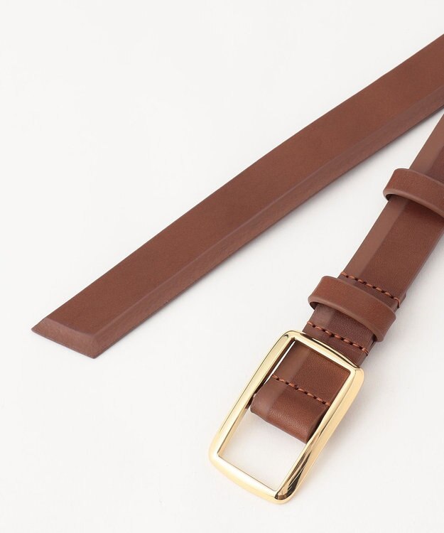 自由区 スクエアバックル ベルト ブラウン系