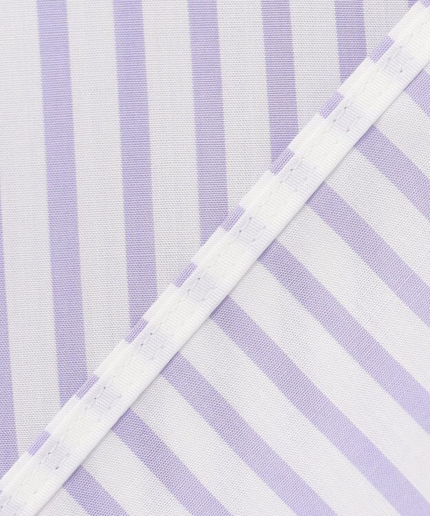 自由区 L SOMELOSバンドカラー ブラウス モーヴストライプ