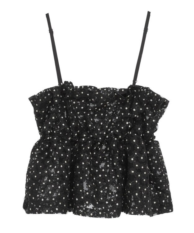 earth music&ecology キラキラフラワー刺繍ビスチェ Black