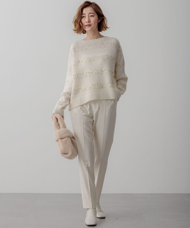 23区 【滝沢眞規子さん着用/一部店舗限定】スパングルボーダー ニット ホワイト系