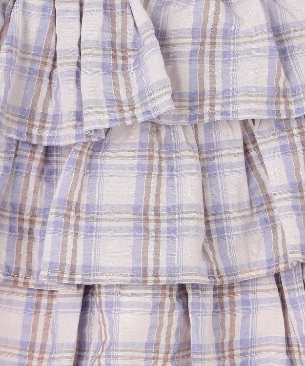 ANY KIDS 【洗濯機可能】ティアード チェックスカパン ブラウン