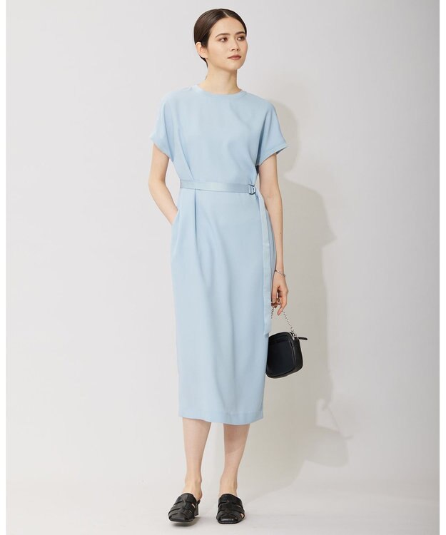 ICB 【接触冷感・UVケア・速乾・洗える】FluidBackSatin ワンピース ライトブルー系