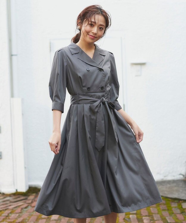 Feroux トレンチ風 ワンピース グレー系