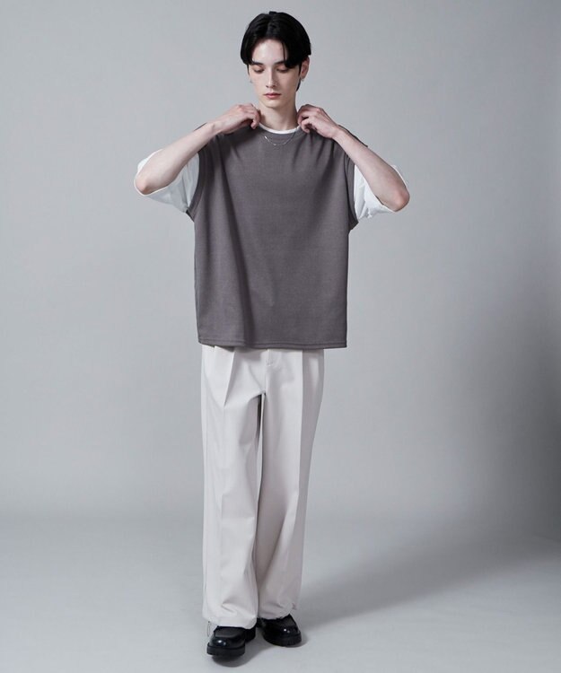 WEGO フェイクレイヤードベストT（S） ダークグレー