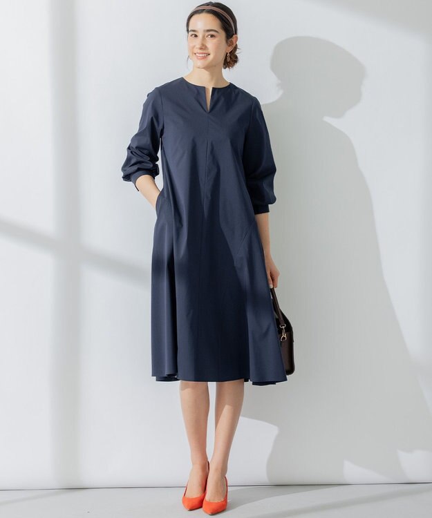 組曲 【洗える】Co/Nyブロード ワンピース ネイビー系