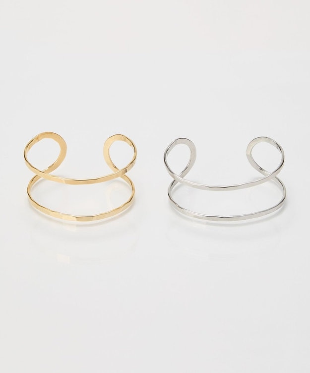 Phoebe 【金属アレルギー対応】2ラインテクスチャーワイドカフバングル　ゴールド/ニッケルフリー ゴールド