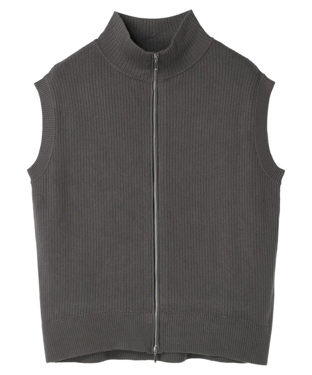 Green Parks ＺＩＰ付きリブニットベスト Gray