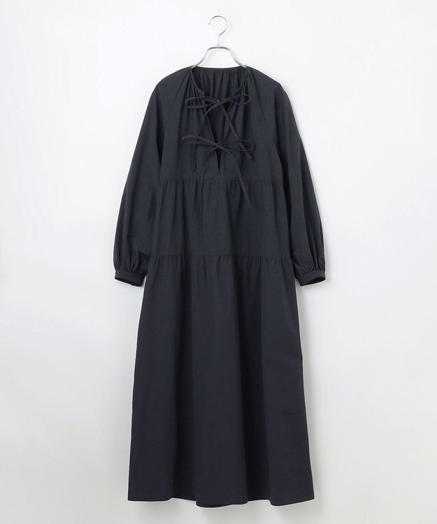 #Newans 【撥水加工/洗濯機可能】〈全身をさりげなくカバー〉リラクシーティアードワンピース ブラック