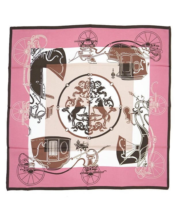 Marca 【Marcaオリジナル】色面シルエット馬車 小判スカーフ シルクツイル ピンク