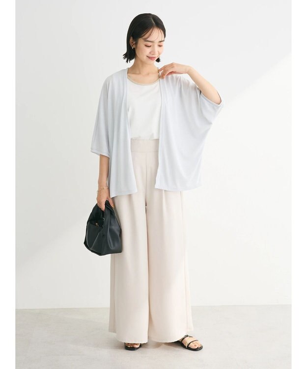 Green Parks よくばり　半袖カットドルマンカーディガン Light Gray