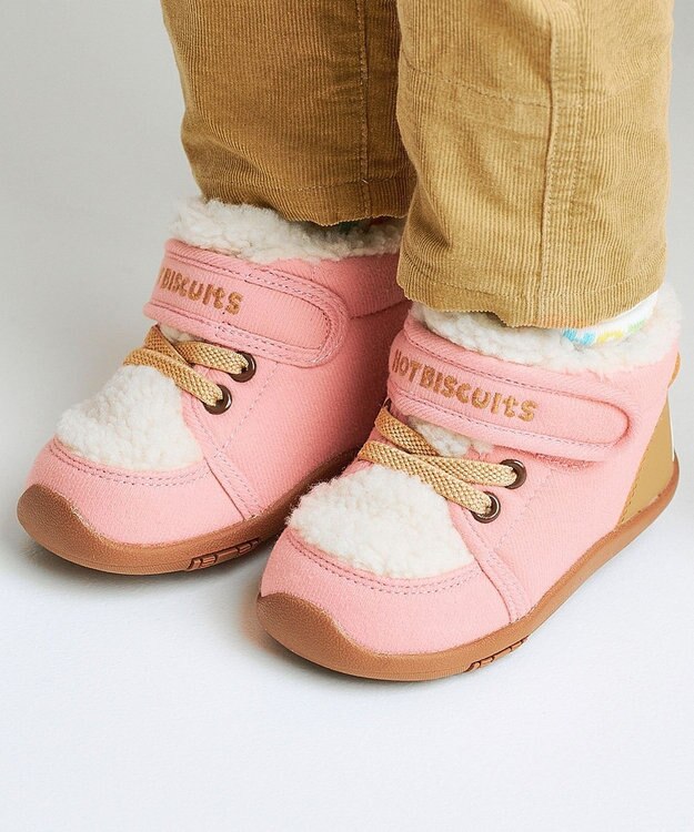 MIKI HOUSE HOT BISCUITS 【14-16cm】 かかと顔ドン あったかボア付き セカンドシューズ ピンク
