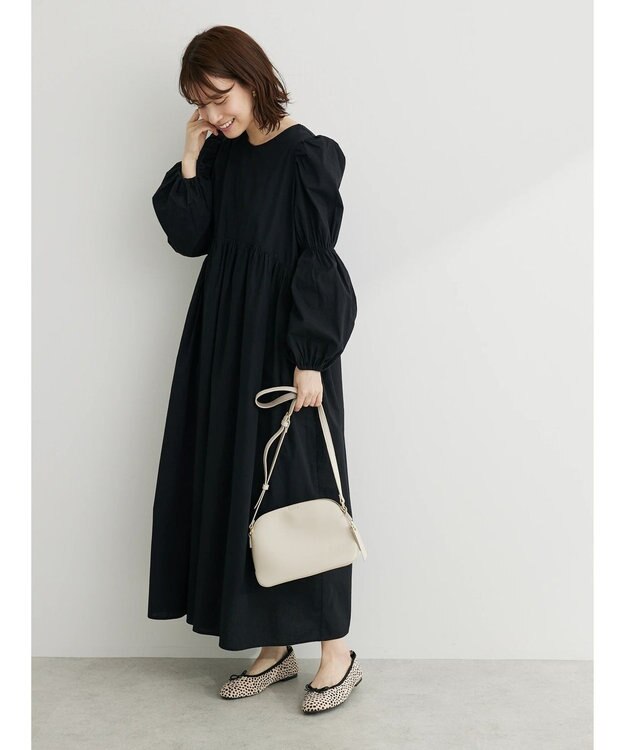 Green Parks ・Ｐｅｔｉｔ　Ｆｌｅｕｒウ゛ィラーゴスリーブワンピース Black