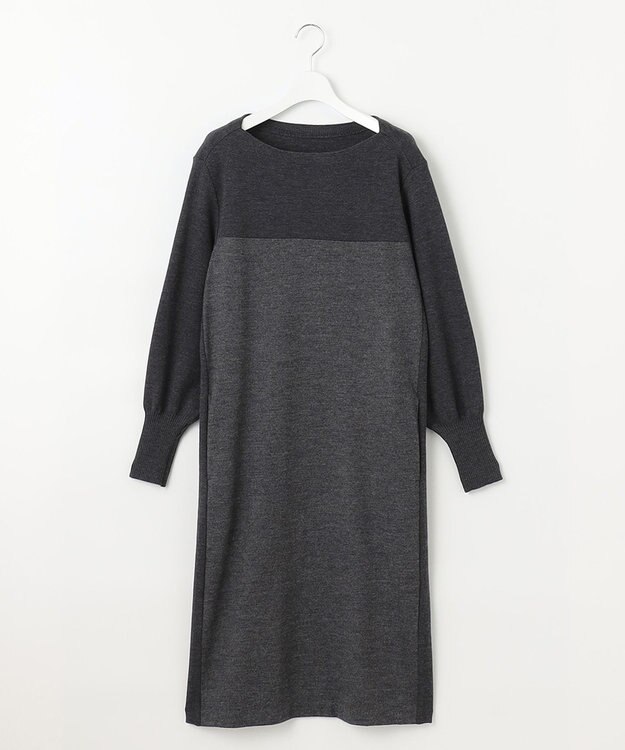 自由区 ウールニットコンビジャージー ワンピース グレー系