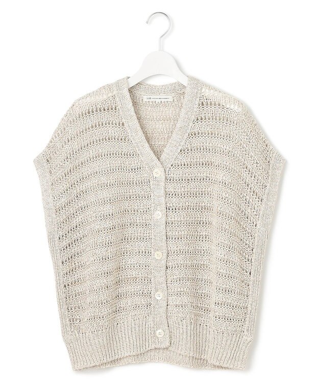 23区 【洗える】テープミックススカシ ドルマン ニットベスト ベージュ系