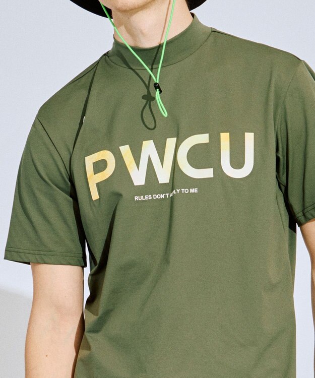 PW CIRCULUS 【吸水速乾 / UV遮蔽率99% UVカット / ストレッチ】【MEN】バックメッシュポケットモックT ゴルフ カーキ系